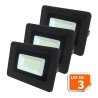 Lot de 3 LED Projecteur Lampe 30W Noir 6000K IP65 Extra Plat