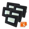 Lot de 5 LED Projecteur Lampe 30W Noir 6000K IP65 Extra Plat