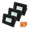 Lot de 3 LED Projecteur Lampe 10W Noir 6000K IP65 Extra Plat 
