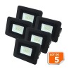 Lot de 5 LED Projecteur Lampe 10W Noir 6000K IP65 Extra Plat 