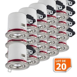 Éclairez votre intérieur avec style! Lot de 20 supports de spot BBC aluminium brossé orientable avec douille GU10 ref. 819