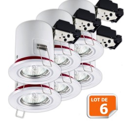 Éclairez votre intérieur avec notre Lot de 6 Supports de Spot BBC Orientables Blanc - GU10!