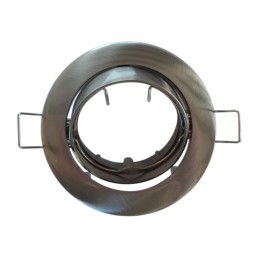 Support encastrable ronde pour ampoule spot halogènes, CFL ou LED de 50W Max Couleur acier brossé