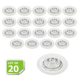 Éclairez votre intérieur avec style ! Découvrez notre lot de 20 fixations de spots encastrables Classic White Diamètre 77mm ref.