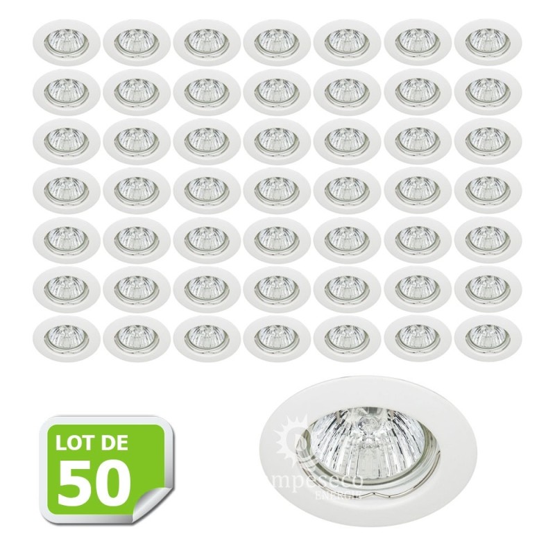 Rendez votre intérieur étincelant avec notre Lot de 50 Fixation de spot encastrable Classic White Diamètre 77mm ref. 932 - La so