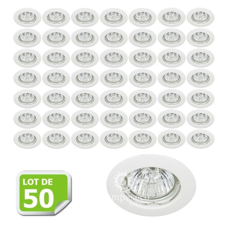 Rendez votre intérieur étincelant avec notre Lot de 50 Fixation de spot encastrable Classic White Diamètre 77mm ref. 932 - La so