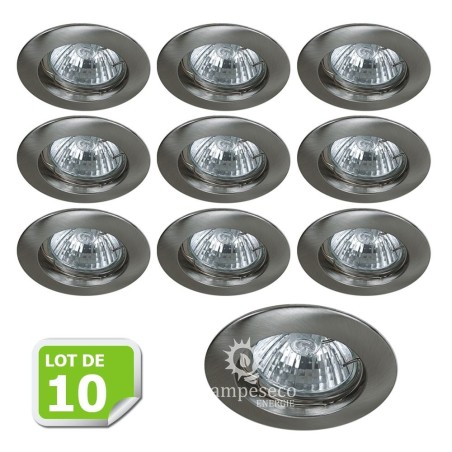 Lot de 10 Fixation de spot encastrable Classic Alu Brossé Diamètre 77mm ref. 949