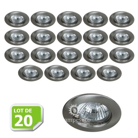 Lot de 20 Fixation de spot encastrable Classic Alu Brossé Diamètre 77mm ref. 949