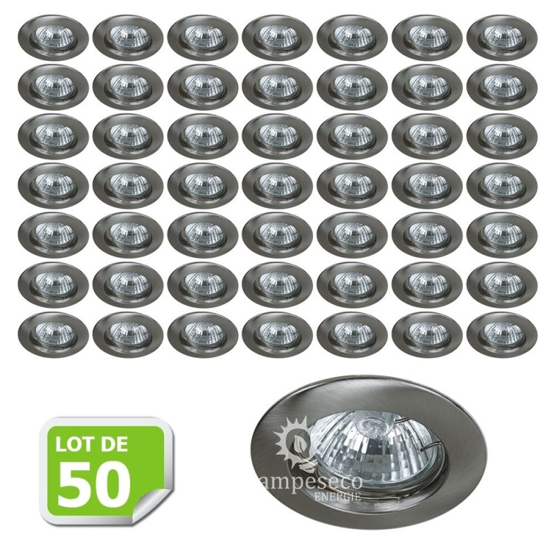 Lot de 50 Fixation de spot encastrable Classic Alu Brossé Diamètre 77mm ref. 949