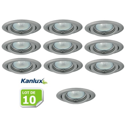 Lot de 10 Fixation de spot encastrable orientable chrome matt D99mm marque Kanlux ref 26798