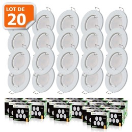LOT DE 20 SPOT LED ENCASTRABLE COMPLETE RONDE FIXE eq. 50W BLANC CHAUD 3000K