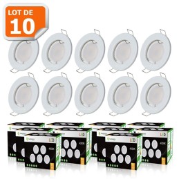 LOT DE 10 SPOT LED ENCASTRABLE COMPLETE RONDE FIXE eq. 50W BLANC FROID 6000K