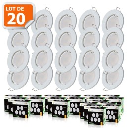 LOT DE 20 SPOT LED ENCASTRABLE COMPLETE RONDE FIXE eq. 50W BLANC FROID 6000K
