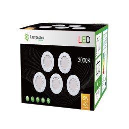 LOT DE 5 SPOT LED ENCASTRABLE COMPLETE RONDE FIXE eq. 50W BLANC CHAUD 3000K
