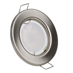 LOT DE 5 SPOT LED ENCASTRABLE COMPLETE RONDE FIXE ALU BROSSE eq. 50W BLANC FROID