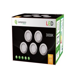 LOT DE 5 SPOT LED ENCASTRABLE COMPLETE RONDE FIXE ALU BROSSE eq. 50W BLANC CHAUD 3000K