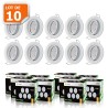 Lot de 10 Spot led encastrable complete orientable blanc avec ampoule gu10 230v eq. 50w, lumiere blanc neutre
