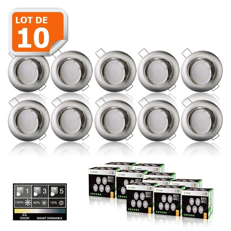 Transformez votre intérieur : Éclairez avec style grâce à notre spot LED 3-étapes dimmable 7W équiv. 56W, blanc chaud, orientabl
