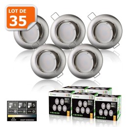 Éclairez chaque recoin avec notre spot LED 3 étapes dimmable 7W, l\'équivalent de 56W, blanc chaud orientable - Fini alu brossé!