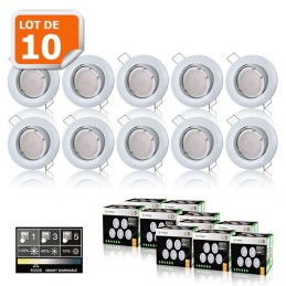 5 SPOTS LED DIMMABLE SANS VARIATEUR 7W eq.56w BLANC CHAUD ORIENTABLE
