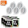 Lot de 20 Spot led encastrable complete orientable blanc avec ampoule gu10 230v eq. 50w, lumiere blanc neutre