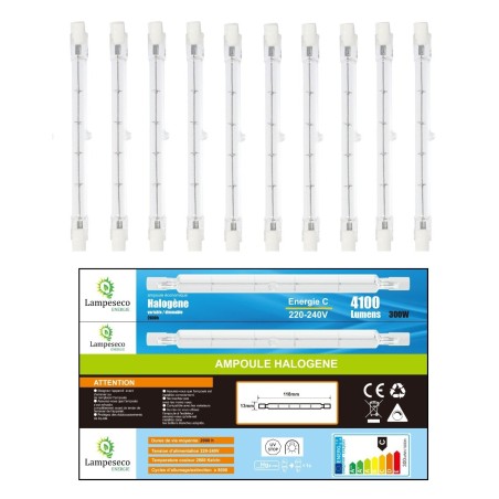 Lot de 10 ampoules halogènes 300W - Éclairez votre vie avec une lumière chaude 2800K gradable R7s!
