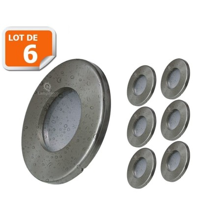 6X Spots LED Encastrables Alu Brossé Etanche IP44 Pour Salle de Bain Blanc Chaud