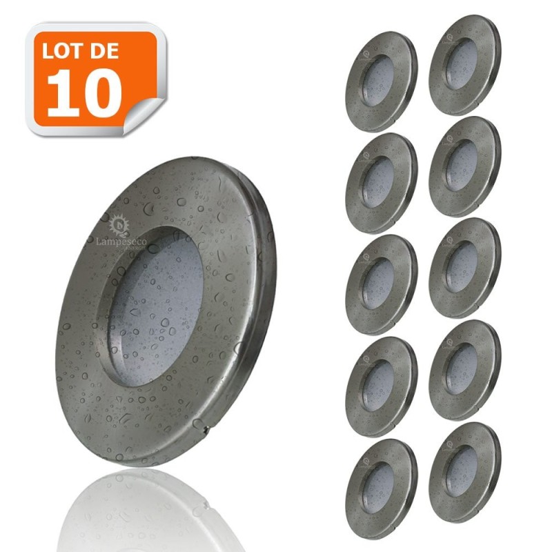10X Spots LED Encastrables Alu Brossé Etanche IP44 Pour Salle de Bain