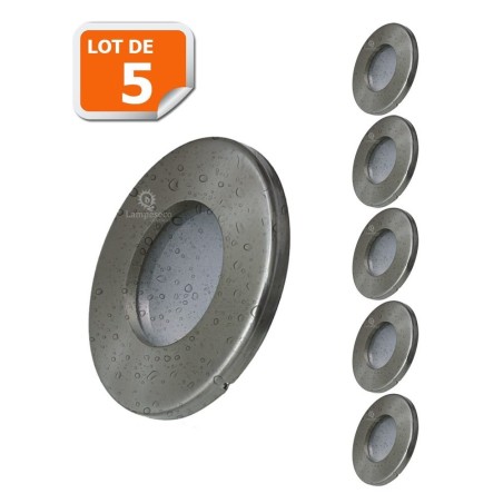 5X Spots LED Encastrables Alu Brossé Etanche IP44 Pour Salle de Bain