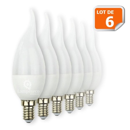 Lot de 6 Ampoules led flamme 5  Watts 400lumens