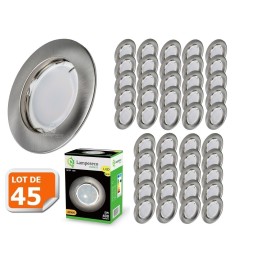 Lot de 45 Spot Led Encastrable Complete Alu Brossé Lumière Blanc Neutre 5W eq.50W ref.787