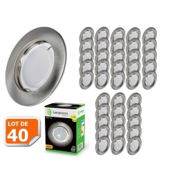 Lot de 40 Spot Led Encastrable Complete Alu Brossé Lumière Blanc Neutre 5W eq.50W ref.787