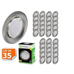 Lot de 35 Spot Led Encastrable Complete Alu Brossé Lumière Blanc Neutre 5W eq.50W ref.787