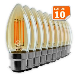 Économisez gros avec le lot de 10 ampoules LED flamme filament doré B22