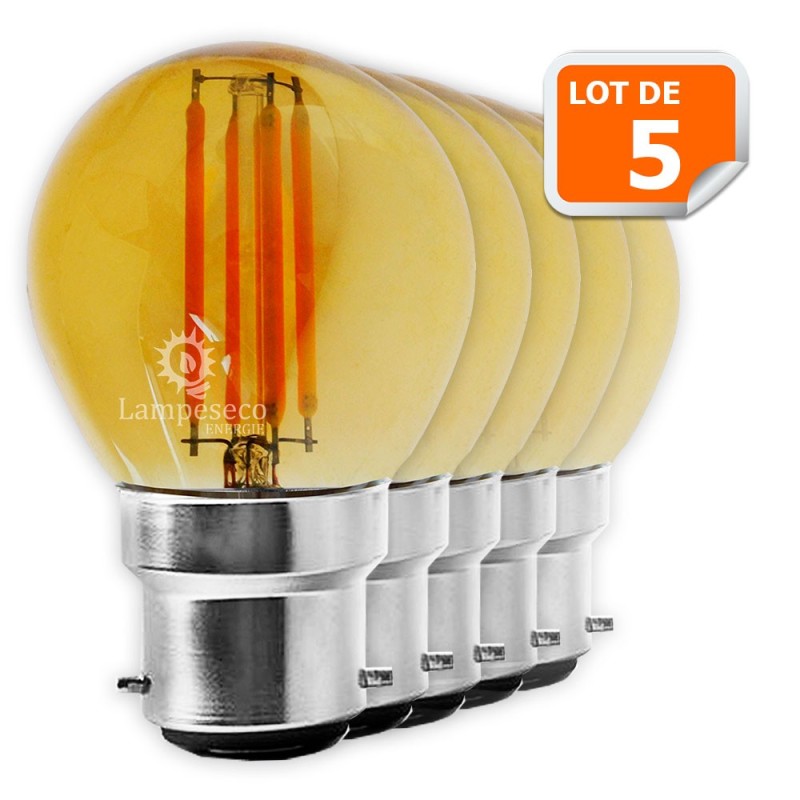 Éclairage vintage élégant: Lot 5 Ampoules Led Filament B22 G45