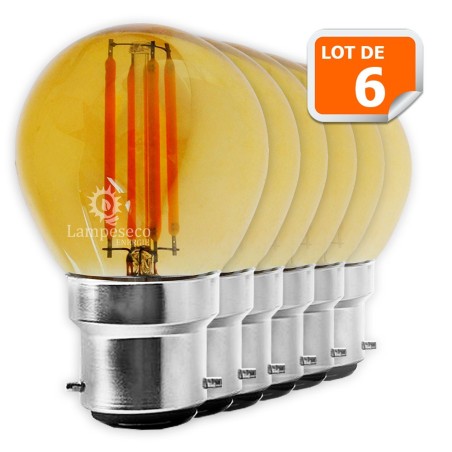 Éclairez votre maison avec style! Lot de 6 ampoules Led filament G45 4W culot B22