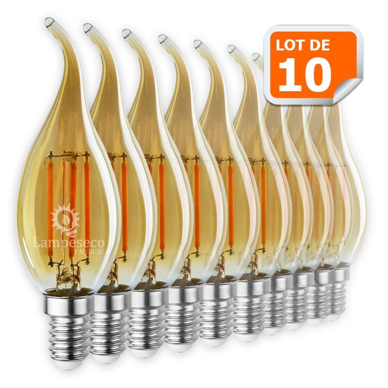 Éclairez votre maison avec style : Lot de 10 ampoules LED décoratives dorées de 4W (éq. 42W) E14