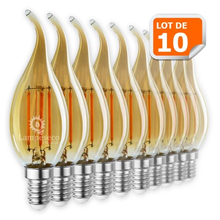 Éclairez votre maison avec style : Lot de 10 ampoules LED décoratives dorées de 4W (éq. 42W) E14