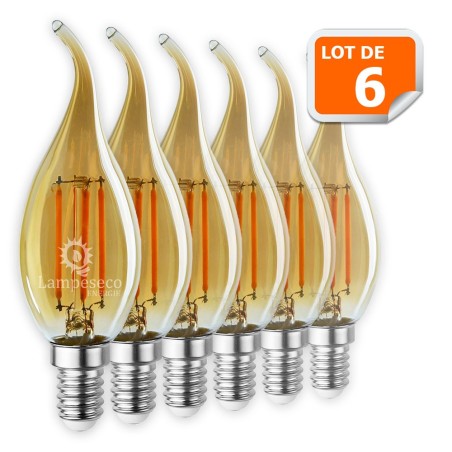 Sublimez votre intérieur avec notre lot de 6 ampoules led à filament doré 4W - Économie d\'énergie garantie!