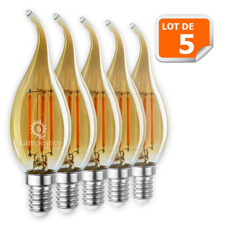 Sublimez votre intérieur avec notre lot de 5 ampoules LED dorées à filament de 4W !