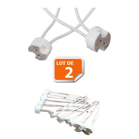 Lot de 2 Douilles Culot GU5.3 (MR16) pour Ampoule Halogène ou Led 
