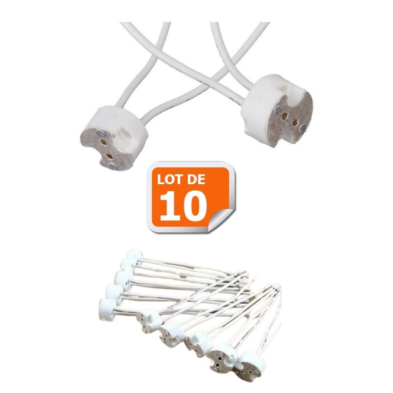 Lot de 10 Douilles Culot GU5.3 (MR16) pour Ampoule Halogène ou Led 