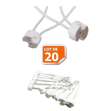 Lot de 20 Douilles Culot GU5.3 (MR16) pour Ampoule Halogène ou Led 