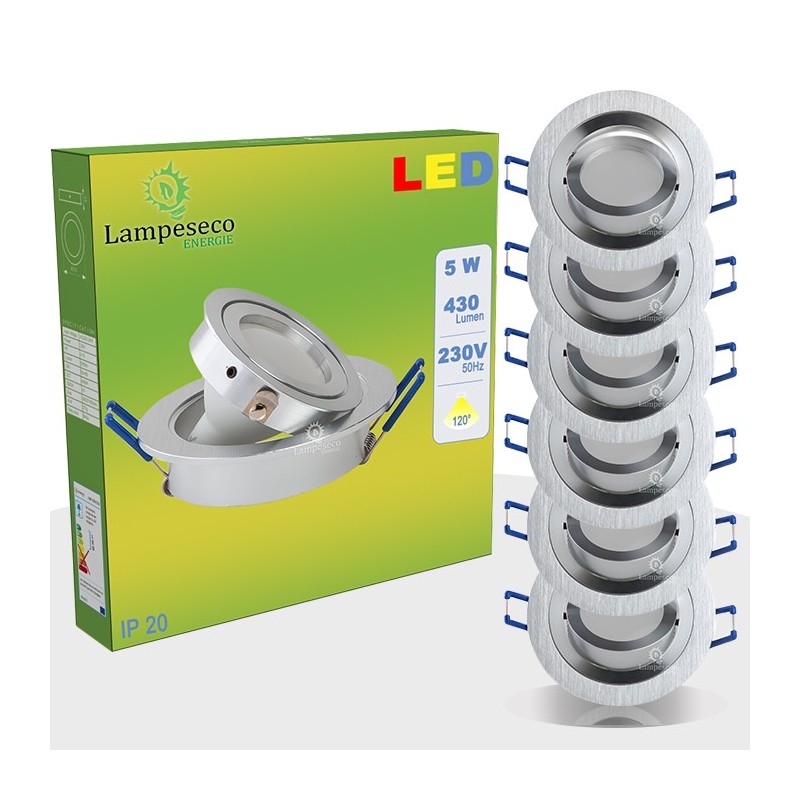 Lumière éclatante : Offre exclusive - Set de 6 spots LED 5W équiv. 50W, blanc chaud !