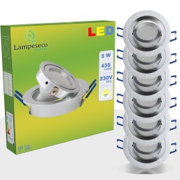 LOT DE 2 SPOT LED ENCASTRABLE COMPLETE ORIENTABLE BLANC AVEC AMPOULE GU10 230V eq. 50W