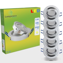 Éclairage parfait garantit : Lot de 5 spot LED orientable 5w (équivalent à 50w) blanc neutre ! 