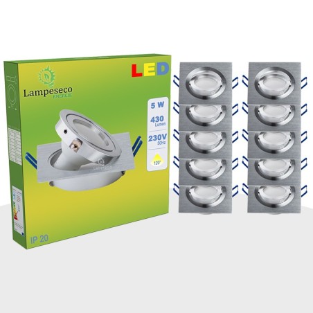 Transformez votre intérieur avec les spots LED orientables carrés 5W - Lot de 20, Blanc chaud