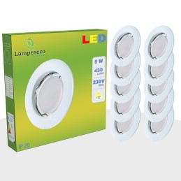 Lot de 50 Spot Led Encastrable Complete Blanc Lumière Blanc Neutre 5W eq.50W ref.770