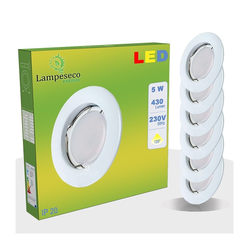 Lot de 35 Spot Led Encastrable Complete Blanc Lumière Blanc Neutre 5W eq.50W ref.770