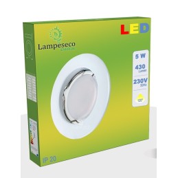 Spot Led Encastrable Complete Blanc Lumière Blanc Chaud 5W eq.50W ref.267